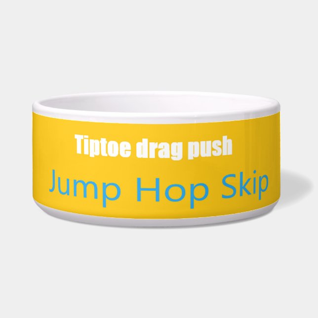 Leap Hop Skip Lean Text design gemengde kleuren Voerbakje (Voorkant)