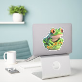 Leap into Happiness met onze Frog Sticker Packs (Laptop op bureau)