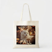 Leap into Herfst, een Canvas tas van een kat (Voorkant)
