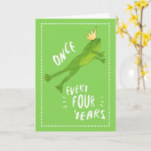 Leap Jaar Verjaardag Springen Kikker met Kroon Kaart (Gele Bloem)