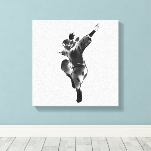 Leap of Freedom – Minimalist Dynamic Silhouette Canvas Afdruk (Insitu (Houten vloer))