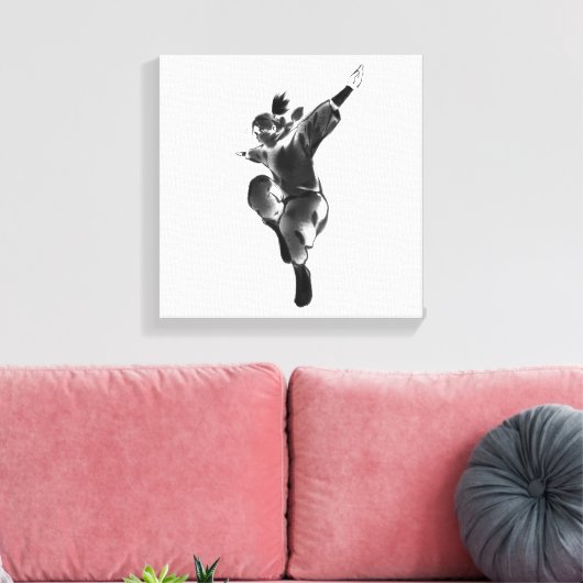 Leap of Freedom – Minimalist Dynamic Silhouette Canvas Afdruk (Insitu (Woonkamer))