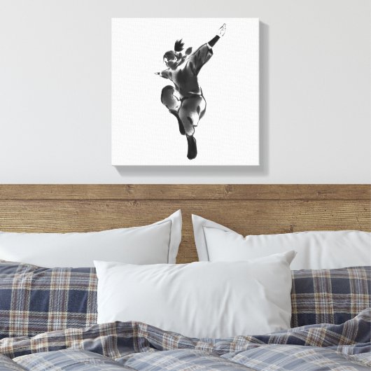 Leap of Freedom – Minimalist Dynamic Silhouette Canvas Afdruk (Insitu (Slaapkamer))