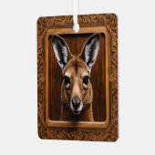 Leap of Natuur: een kangoeroe houtprint Metalen Ornament (Voorkant links)