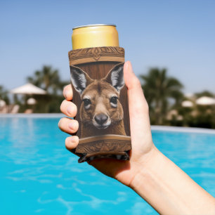 Leap of Natuur: een kangoeroe houtprint, Seltzer Blikjeskoeler