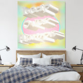 Leap Over Humps art design mistige pastels en wit Canvas Afdruk (Insitu (Slaapkamer))