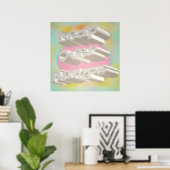 Leap Over Humps art design mistige pastels en wit Poster (Thuiskantoor)