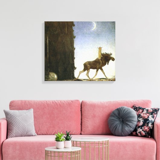 Leap the Elk and Princess Tuvstarr door John Bauer Canvas Afdruk (Insitu (Woonkamer))