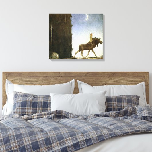 Leap the Elk and Princess Tuvstarr door John Bauer Canvas Afdruk (Insitu (Slaapkamer))
