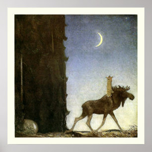 Leap the Elk and Princess Tuvstarr door John Bauer Poster
