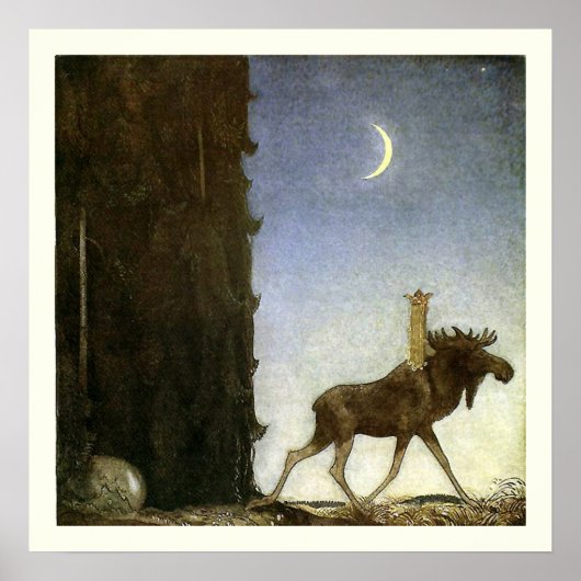 Leap the Elk and Princess Tuvstarr door John Bauer Poster (Voorkant)