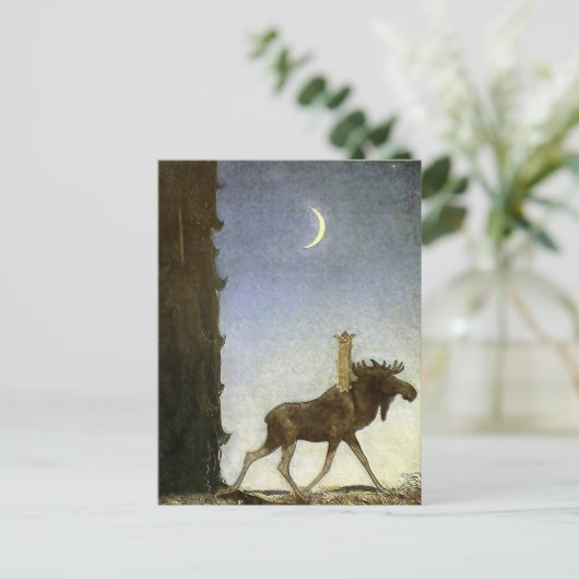 “Leap the Elk” Aquarel van John Bauer Briefkaart (Staand voorkant)