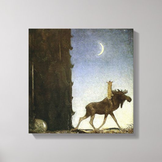“Leap the Elk” Aquarel van John Bauer Canvas Afdruk (Voorkant)