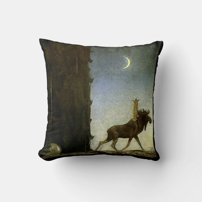 “Leap the Elk” Aquarel van John Bauer Kussen (Voorkant)