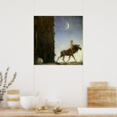“Leap the Elk” Aquarel van John Bauer Poster (Keuken)