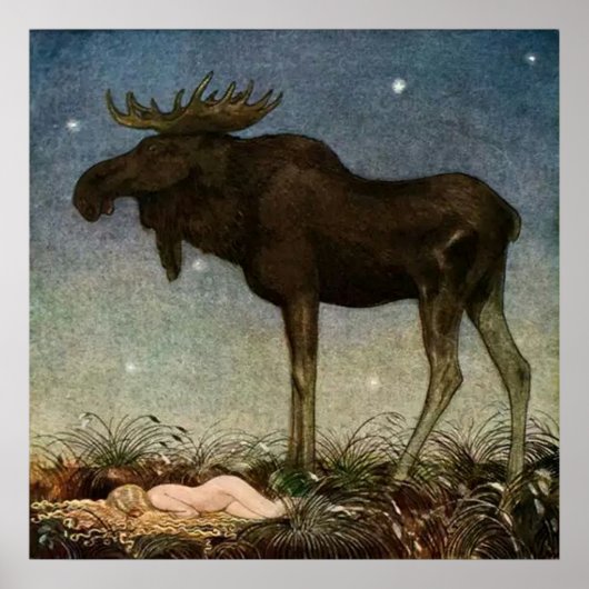 “Leap vindt de slapende prinses” door John Bauer Poster (Voorkant)