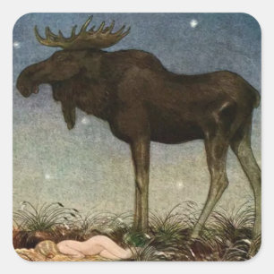 “Leap vindt de slapende prinses” door John Bauer Vierkante Sticker