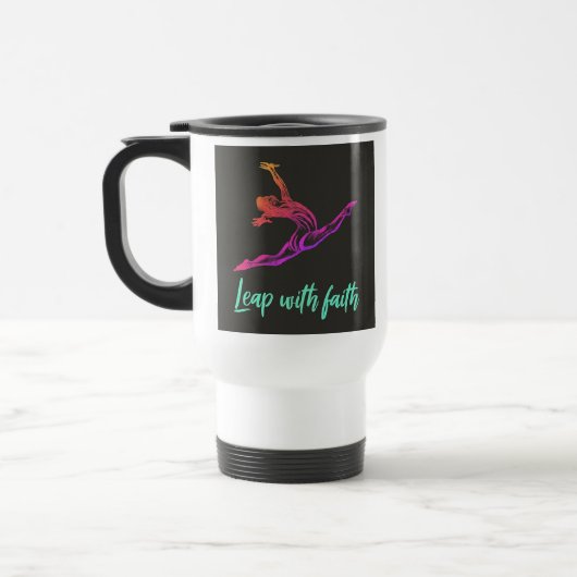 "Leap with Faith" Travel Coffee Mug Reisbeker (Links)