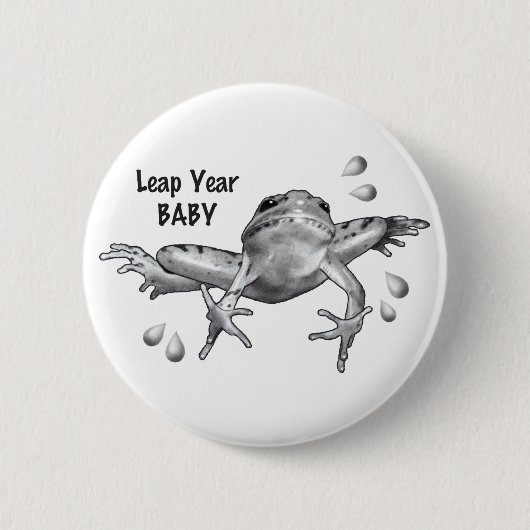Leap Year Baby: Kikker in potlood Ronde Button 5,7 Cm (Voorkant)