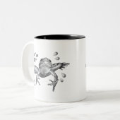 Leap Year Baby: Kikker in potlood Tweekleurige Koffiemok (Voorkant links)