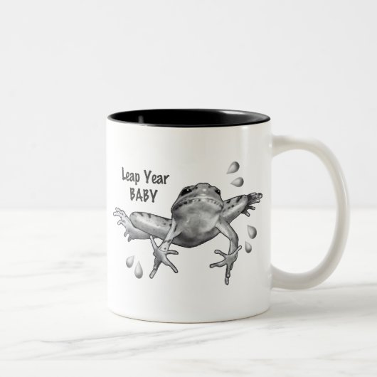 Leap Year Baby: Kikker in potlood Tweekleurige Koffiemok (Rechts)