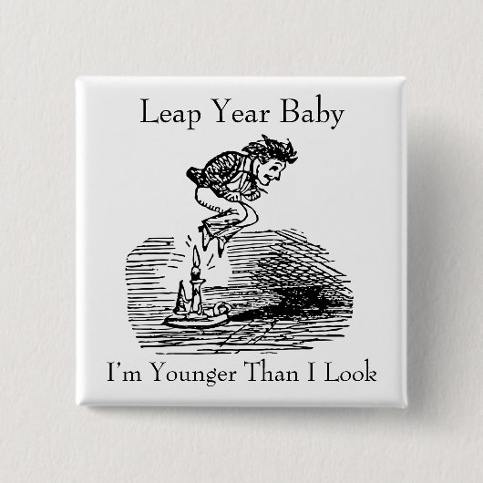 Leap Year Baby Vierkante Button 5,1 Cm (Voorkant)