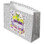 Leap Year Bag Birthday Cake Groot Cadeauzakje (Achterkant Gekanteld)