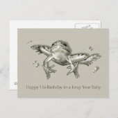 Leap Year Birthday, Leaping Frog, Pencil Art Briefkaart (Voorkant / Achterkant)