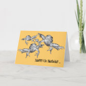 Leap Year Birthday: Leaping Frogs: Pencil Drawing Kaart (Voorkant)