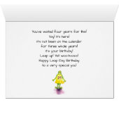 Leap Year Day Birthday-kaart (Binnen Horizontaal (Onder))