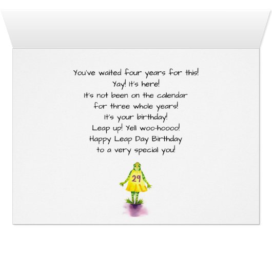 Leap Year Day Birthday-kaart (Binnen Horizontaal (Onder))