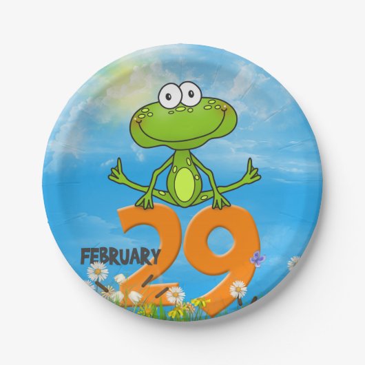 Leap Year Frog voor verjaardagsfeestje Papieren Bordje (Voorkant)