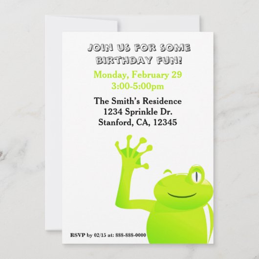 Leap Year/Leap Day Baby Uitnodiging (Achterkant)