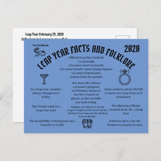 Leap Year  Postcard  Postcrossing card Briefkaart (Voorkant / Achterkant)