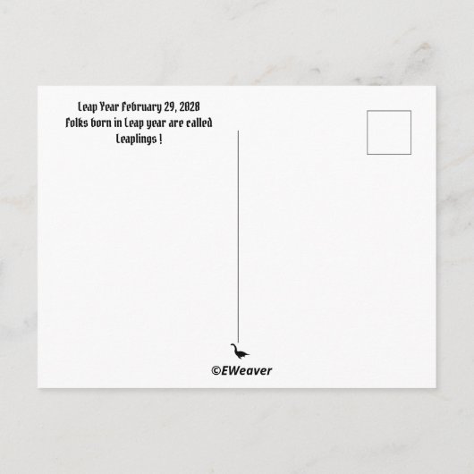 Leap Year  Postcard  Postcrossing card Briefkaart (Achterkant)