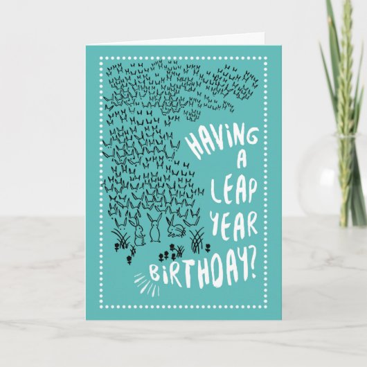 Leap Year Rabbits Birthday Kaart (Voorkant)