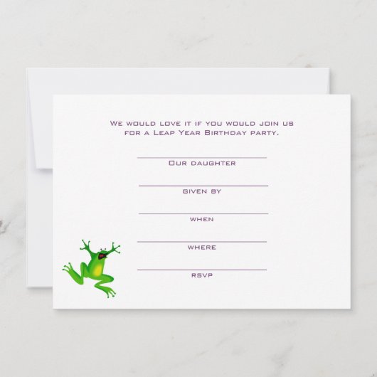 Leap Year verjaardag uitnodiging (Achterkant)