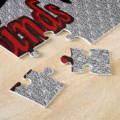 Leapende greyhounds en rode harten legpuzzel (Zijkant)