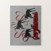 Leapende greyhounds en rode harten legpuzzel (Verticaal)
