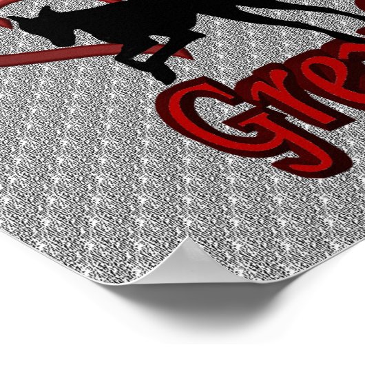 Leapende greyhounds en rode harten poster (Hoek)