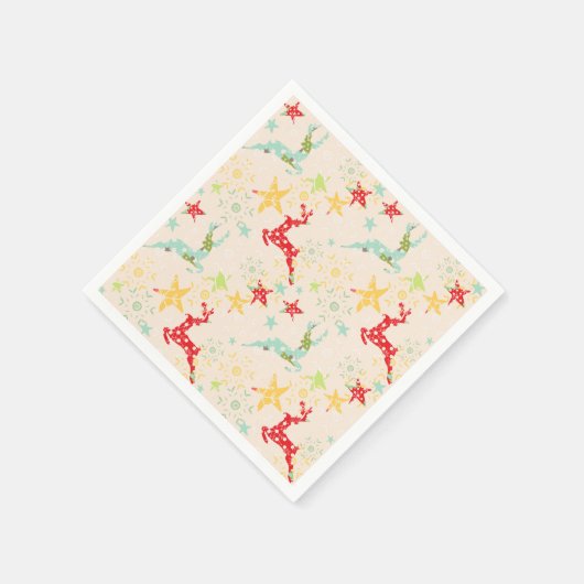 Leapende rendieren, sterren en sneeuwvlokken servetten (Hoek)