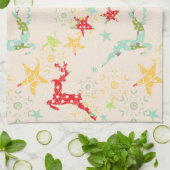 Leapende rendieren, sterren en sneeuwvlokken theedoek (Gevouwen)