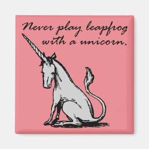 Leapfrog met een unicorn Funny Fridge Magnet