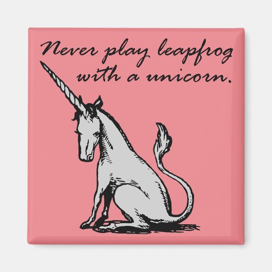 Leapfrog met een unicorn Funny Fridge Magnet (Voorkant)