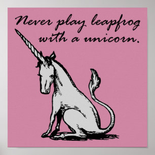 Leapfrog met een Unicorn Funny Poster Sign