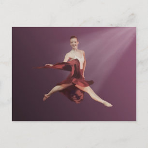 Leaping Ballerina in Red en Lavender Briefkaart
