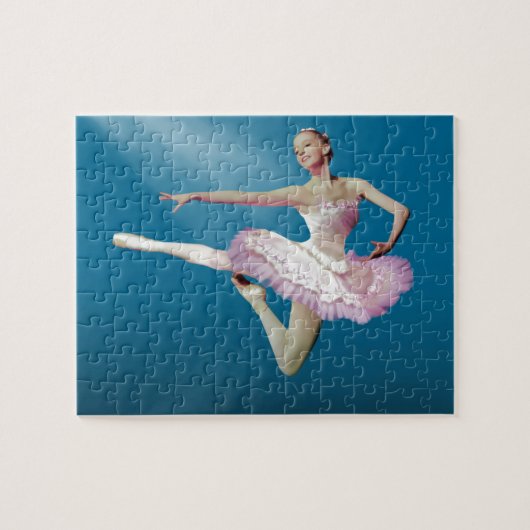 Leaping Ballerina op blauw Legpuzzel (Horizontaal)