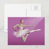 Leaping Ballerina op Roze Briefkaart (Voorkant / Achterkant)
