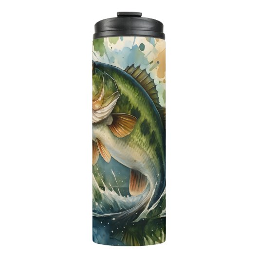 Leaping Bass, Waterverf Wilderness Thermosbeker (Voorkant)