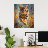  Leaping Bengal Cat Art Poster (Thuiskantoor)